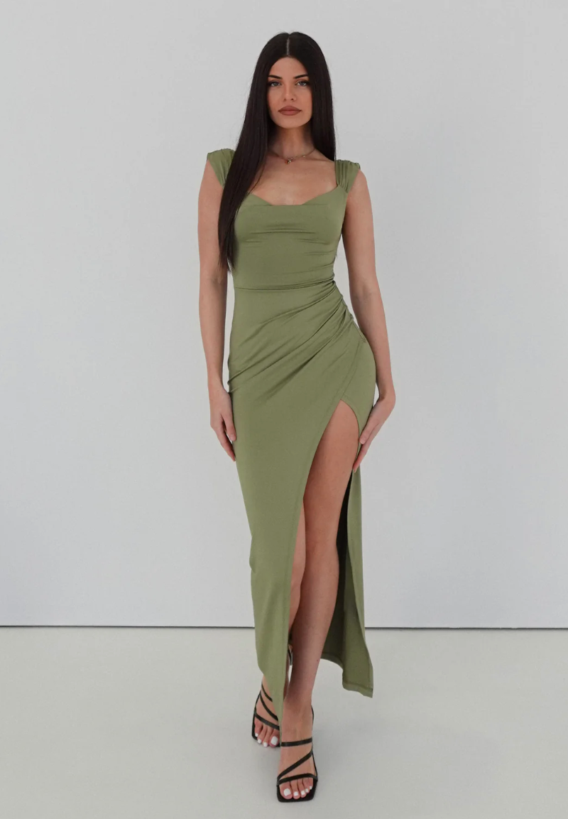 Joanna™ | Suknia elegancka z rozcięciem