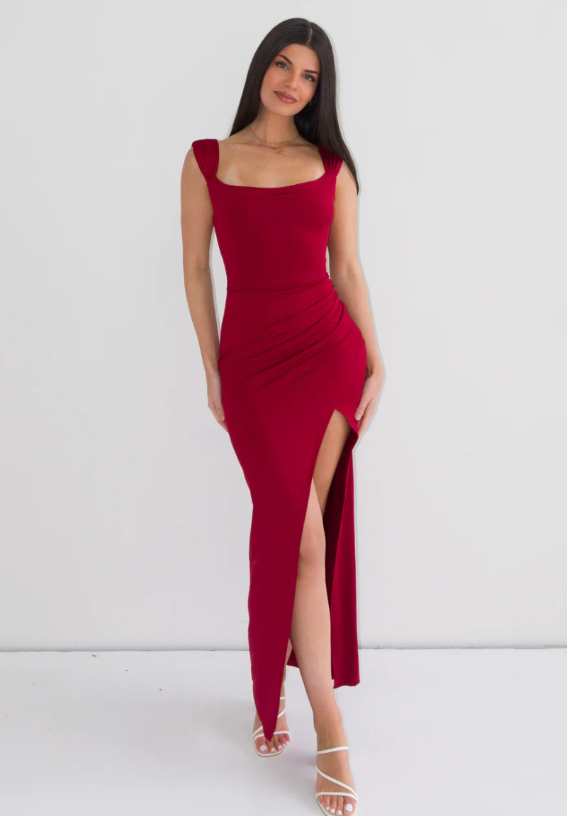 Joanna™ | Suknia elegancka z rozcięciem