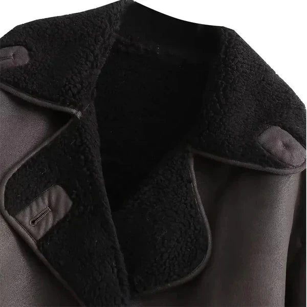 Izabele Atelier™ | Nola Brązowa kurtka z rzeczyw­istej skóry